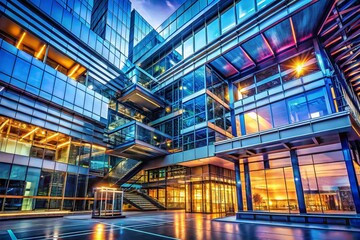 Fototapeta premium Futuristic Robotic Automation Architecture: Abstract Digital Process Flow