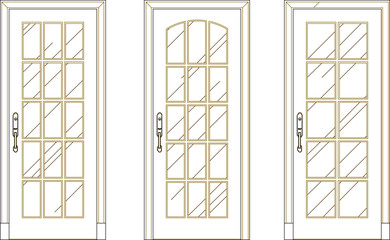 vector sketch illustration of the silhouette of a modern classic vintage ethnic traditional wooden door furniture design with lots of carvings.eps