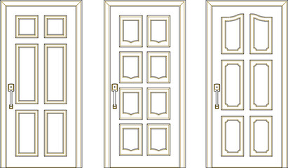 vector sketch illustration of the silhouette of a modern classic vintage ethnic traditional wooden door furniture design with lots of carvings.eps