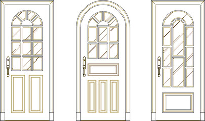 vector sketch illustration of the silhouette of a modern classic vintage ethnic traditional wooden door furniture design with lots of carvings.eps