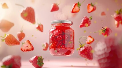 Fresh Fruit Jam Mockups – Vibrant Fruit in Glass Jars