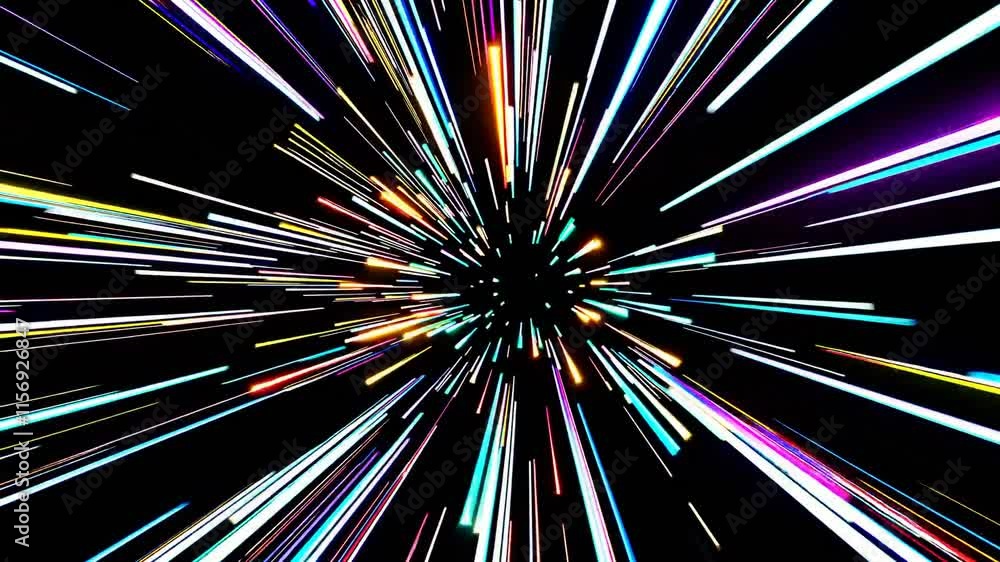 Poster a vibrant explosion of colorful light streaks creating a dynamic, energetic backdrop for various cre