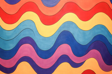 Bright and cheerful abstract background featuring colourful sine waves with flowing amplitude, creating a joyful and artistic celebration, with plenty of copy space for design extension and text.