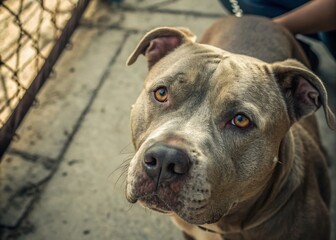 Generative AI Pit Bull Dog Portrait: Documentary Style Photography