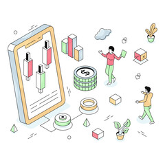 Premium download illustration of mobile data analytics