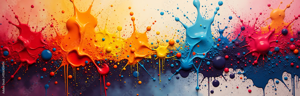 Aufkleber vibrant splatters of paint create a dynamic background for artistic expression in this unique oil an