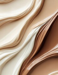 An abstract composition of different shades and shapes of creamy texture, arranged in an elegant pattern on a soft beige background