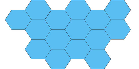 Abstract Hexagonal Pattern Design and Geometric Honeycomb Background. Seamless Hexagon Texture Illustration. Light Blue Mosaic Tile Pattern with Abstract Polygonal Shape Composition.