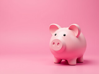 Vibrant Piggy Bank Sits Atop A Bright Pink Background With Ample Copy Space For Creative Design And Marketing Ideas. 00002