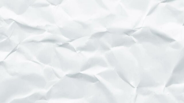 Stop motion animated paper texture background. Crumpled White Paper 4k.	