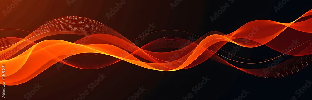 Poster Vibrant Orange Hues Blend With Smooth Lines In An Abstract Modern Design On A Black Background Created By E Techniques. 00002