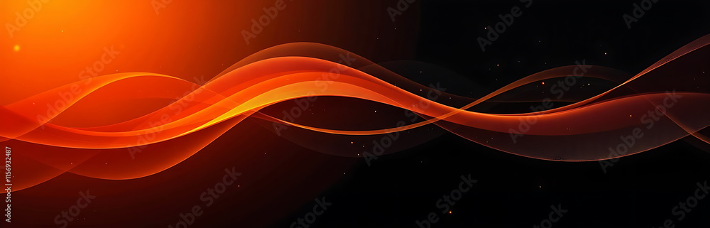 Poster Vibrant Orange Hues Blend With Smooth Lines In An Abstract Modern Design On A Black Background Created By E Techniques. 00001