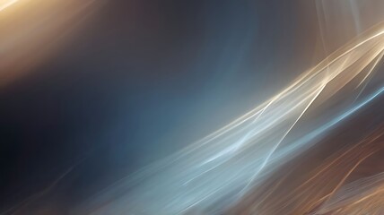 An abstract graphic shows swaths of flowing light against a dark backdrop. The composition uses golden and blue hues in a dynamic and painterly style