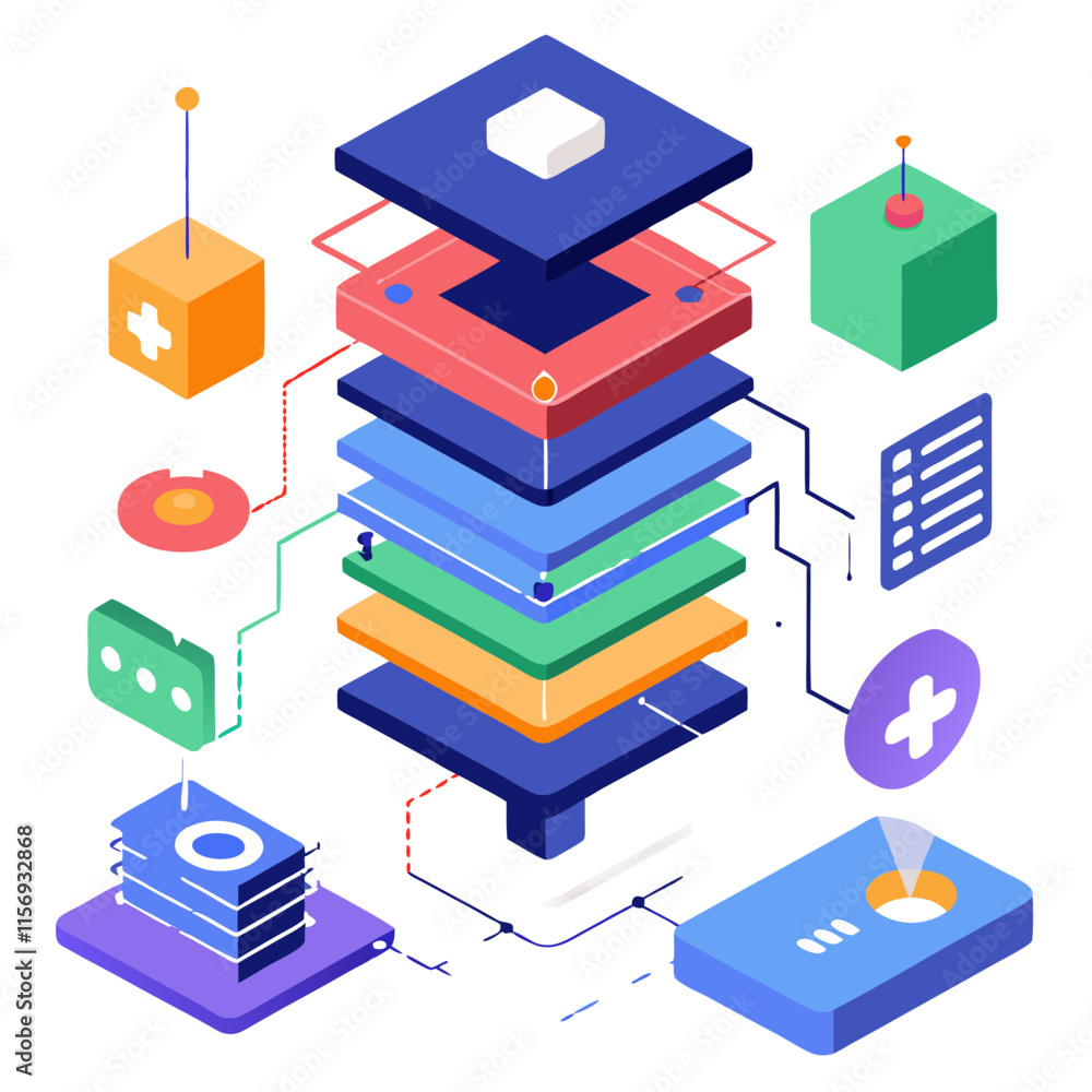 Poster Layers of code transforming into functional applications through innovative design and development techniques
