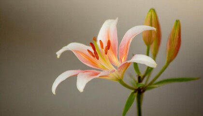 Isolated lily flower with a blurred, neutral background