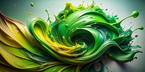 Green Oil & Acrylic Brush Strokes: Abstract Fashion Photography Background