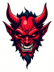 Devil and demon head tattoo set, vector illustration isolated on white background