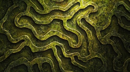 Moss-Covered Abstract Pattern on a Green Surface