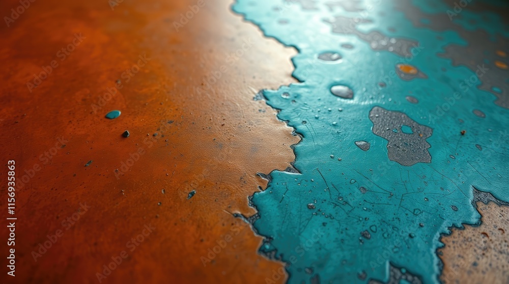 Aufkleber a striking surface features vibrant bronze and turquoise hues, blending together to create a unique 