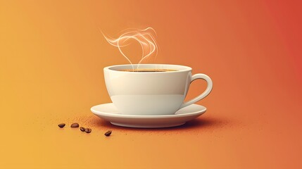 Obraz premium This sophisticated coffee cup illustration emphasizes the gentle steam rising from a warm beverage, symbolizing comfort and relaxation. An elegant piece for coffee-themed art collections.