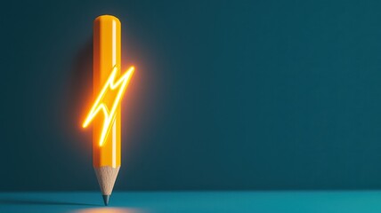 Fast Smart Service Network Connection Glowing Pencil Lightning Bolt