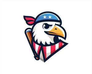 Eagle logo design vector illustration in American flag color. American Eagle icon logo template. 