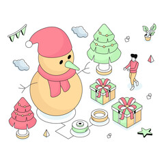 A colored design illustration of snowman