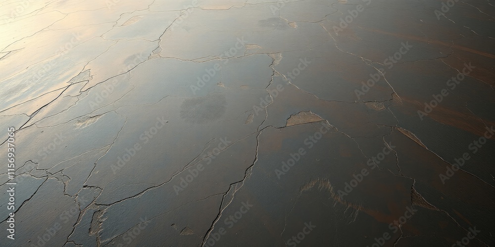 Aufkleber textured bronze surface features natural patterns and cracks, illuminated by warm light that enhance