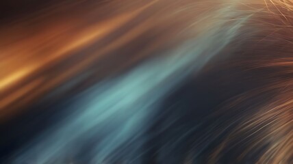 An abstract graphic shows swaths of flowing light against a dark backdrop. The composition uses golden and blue hues in a dynamic and painterly style