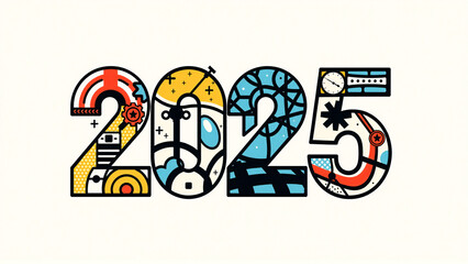 2025 happy new year text design
