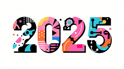 2025 happy new year text design