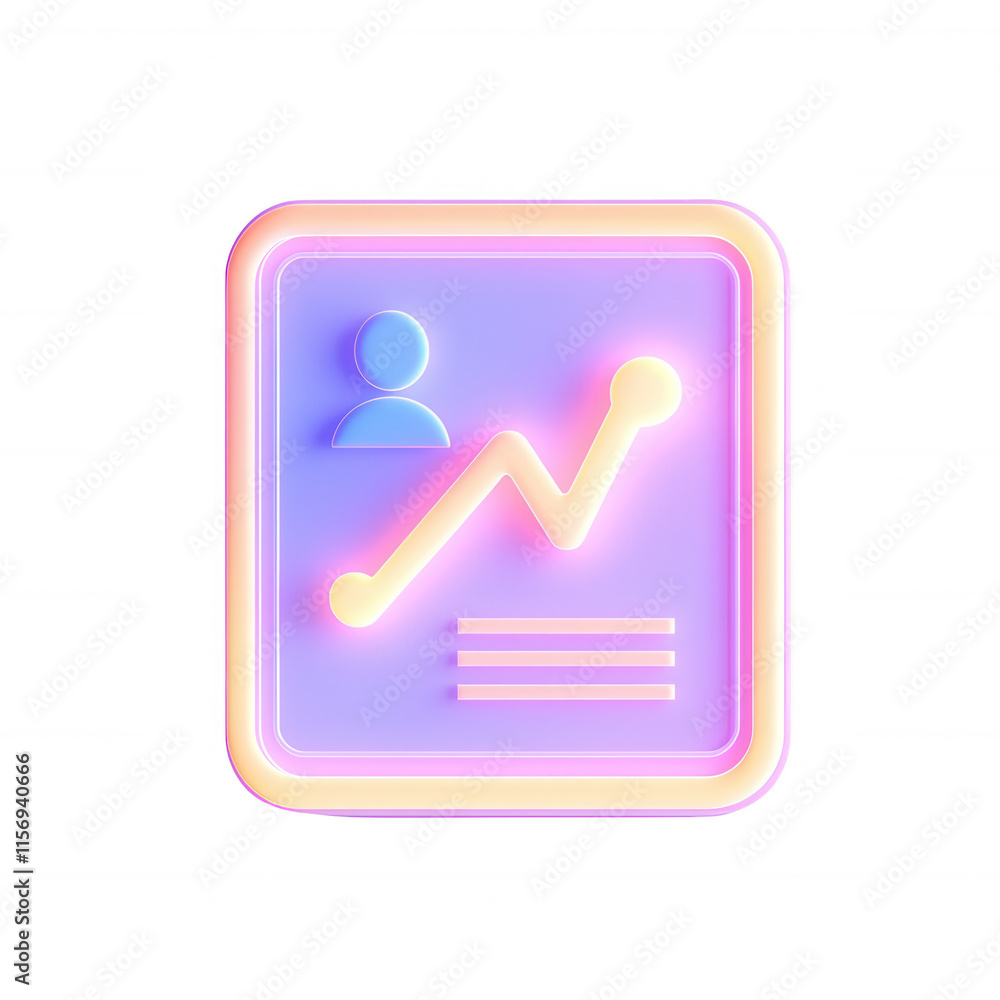 Poster modern analytics graphic with glowing user profile and upward trend line., isolated on a transparent