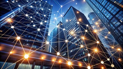 Illuminated Interconnected Dots: Abstract Architectural Photography