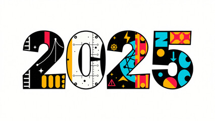 2025 happy new year text design
