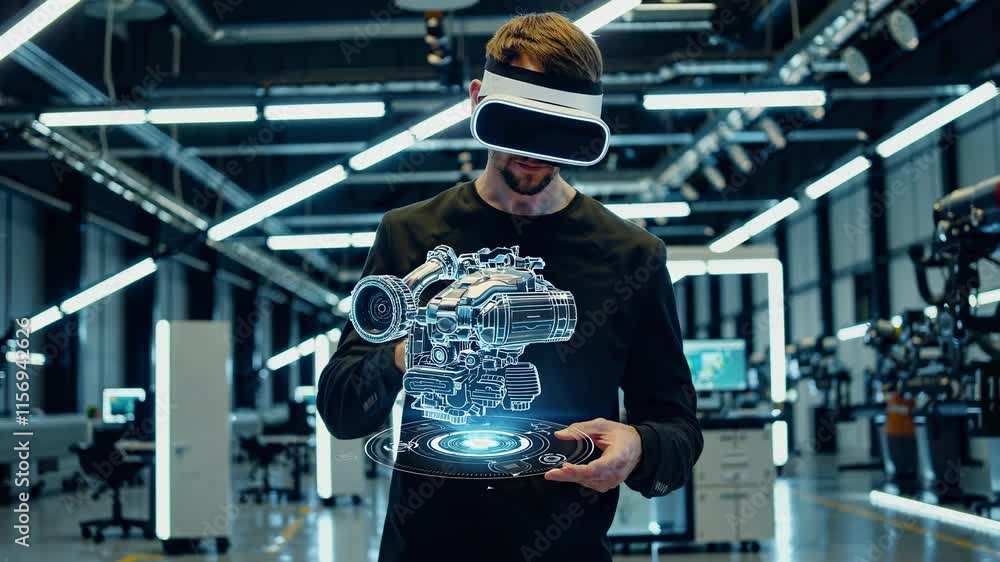 Aufkleber Exploring advanced virtual reality technology in an engineering workshop
