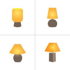 Table lamps. Flat style icons set