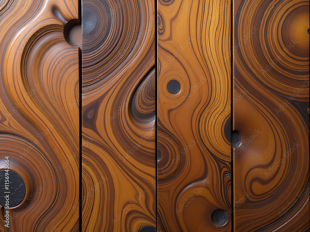 Poster Unique Exotic Wood Panel Design Features A Distinctive Textured Pattern With Intricate Details And Subtle Visual Interest Areas. 00001