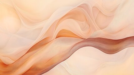 Obraz premium Close-up Photo: Gently Draped Peach and Brown Fabric Mockup. AI Generated