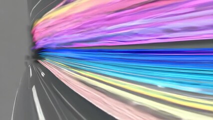 Dynamic multicolor ribbon-like flow with vibrant hues on a gray background. - Powered by Adobe