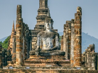 Buddha statue at Wat Mahathat Maha That temple, Sukhothai, Thailand