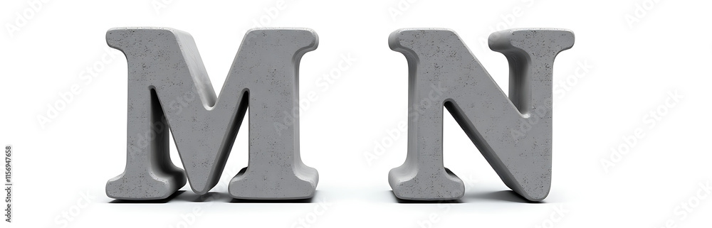 Poster Two Stone Letters M And N Are Isolated On A White Background For Easy Viewing And Recognition Purposes Always. 00001
