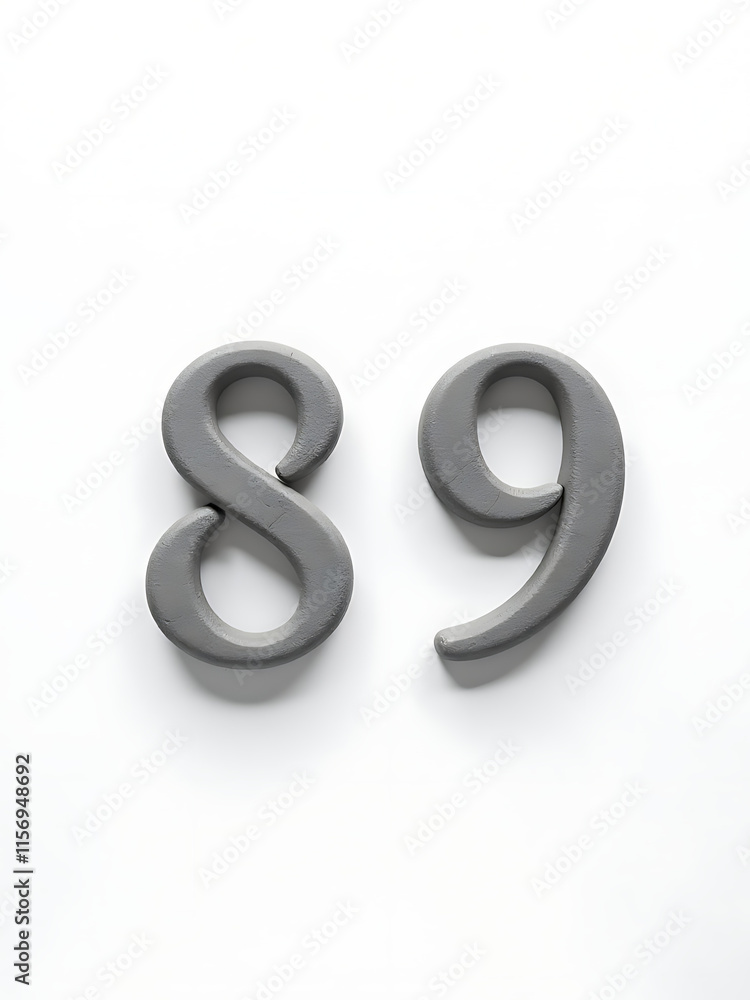 Poster Two Small Stones Number Eight And Nine Are Isolated On A Plain White Background To Create A Minimalist Design. 00003