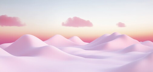 Serene pastel sunset over snow-covered hills. Peaceful winter landscape, soft light, dreamy atmosphere. Perfect for calming backgrounds.