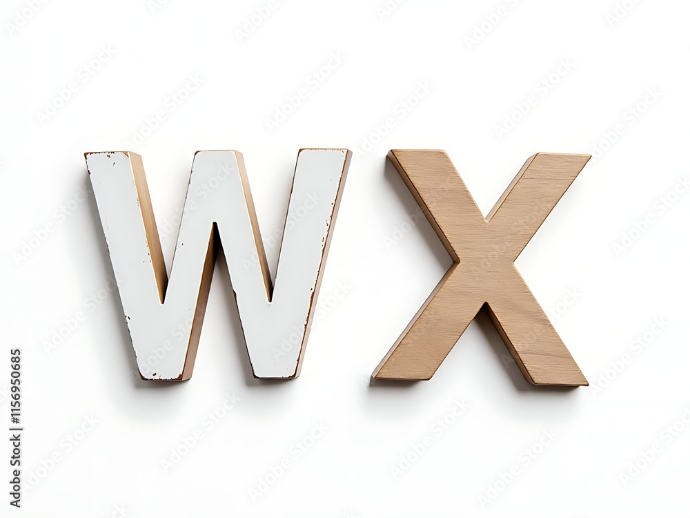 Aufkleber Two Isolated Letters W And X Are Placed Side By Side On A Clean White Background With Plenty Of Empty Space Around Them. 00003