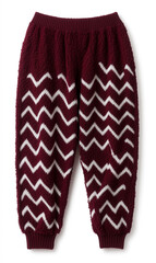 Maroon Knit Pants with Chevron Pattern