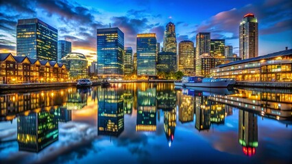 Obraz premium Low Light London Docklands Night Photography - Cityscape & Urban Scenery