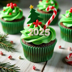 christmas cupcake with christmas decoration