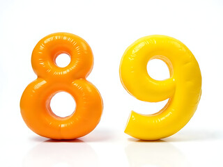 Two Colorful Fruits, Orange Number 8 And Lemon Number 9, Isolated Against A Clean White Background For Easy Viewing. 00003