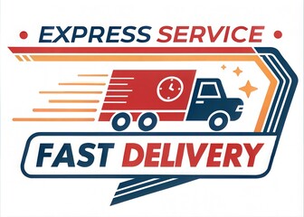 Fast Delivery Parcel Transportation Express Service Label Emblem -Illustration