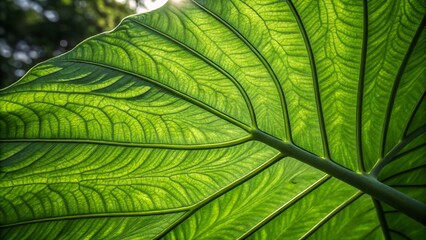 Lush Green Leaf Texture Panoramic Background - Close Up Nature Photography